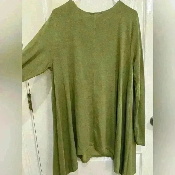 Bryn Walker green Oversized Long Sleeve Hi-Low Scoop Neck Tunic Top Size Medium - Picture 4 of 6